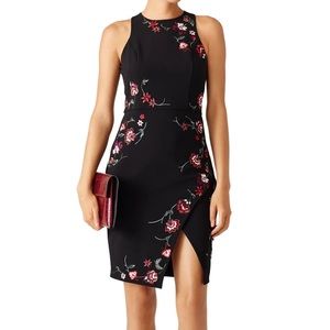Parker XS stretchy black dress with floral detail